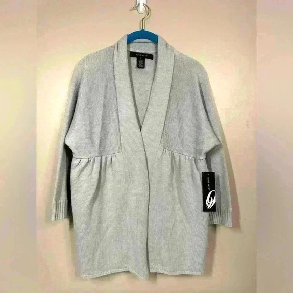 NWT Nine West city lights concrete gray silver open front knit cardigan size XL - Picture 1 of 5